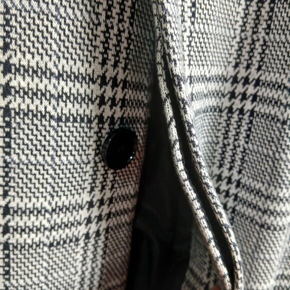 Zara Man Black and White Plaid Mid Length Trench Coat Size Medium - Picture 9 of 11